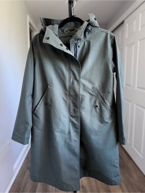 Everlane Olive Green Hooded Trench Coat